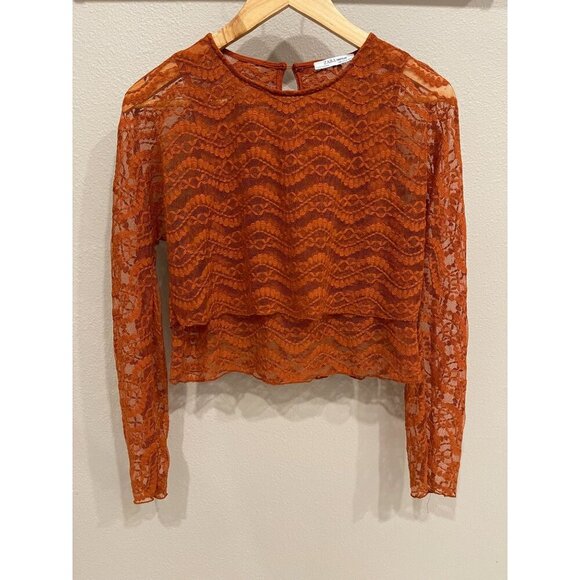 Zara Women's Long Sleeve Lace Top Medium Tiered Pullover Boho Hippie Sheer - Picture 1 of 6